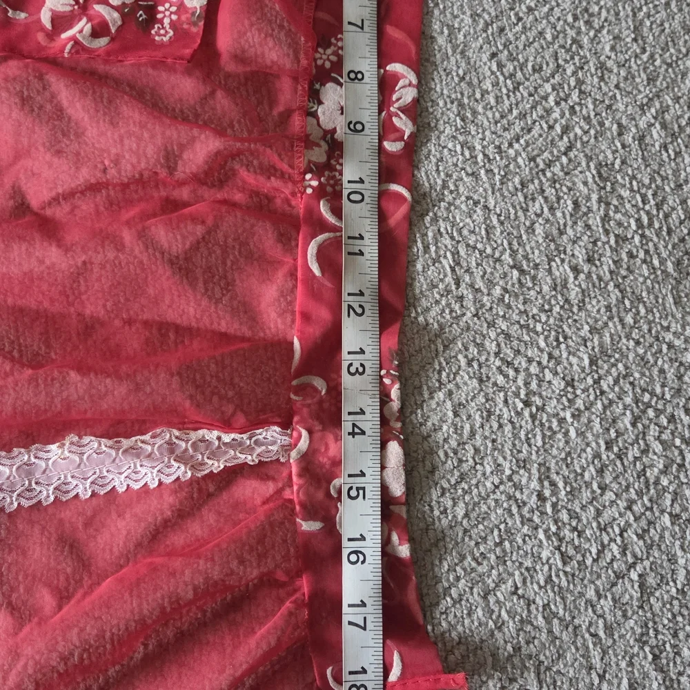 Vintage Red Sheer Hostess Apron – Retro Kitchen Glam With Floral Pocket